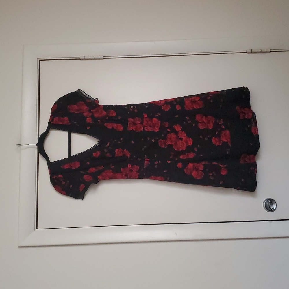 Royal Bones Black and Red Floral Mini Dress - Picture 2 of 16
